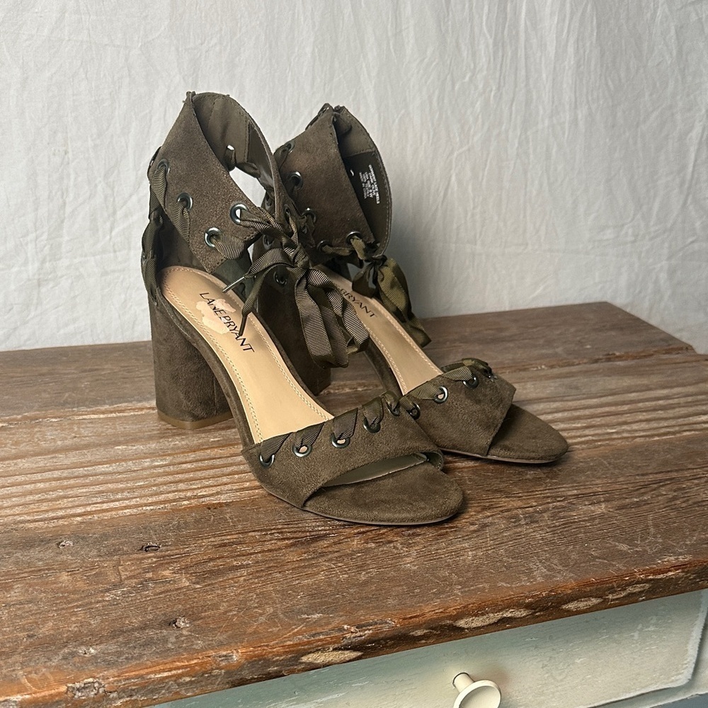 Lane Bryant Khaki Lace-Up Heels